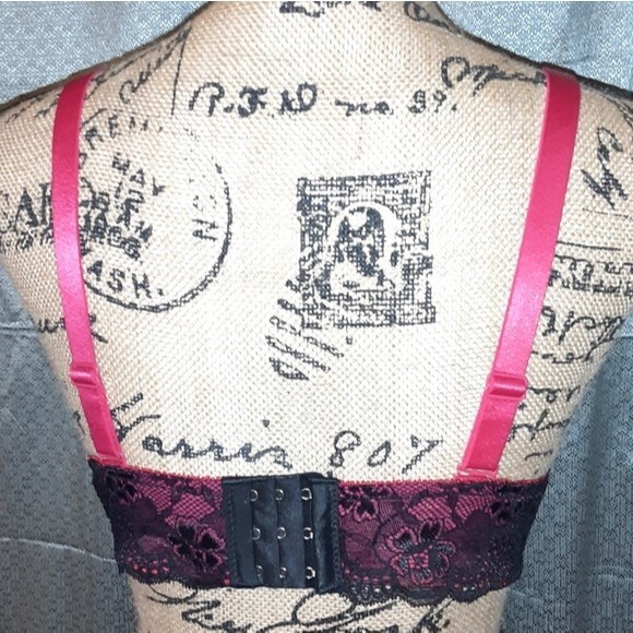 Youmita Red 40D Floral Lace Overlay Plunge Bra NWT - Picture 4 of 8